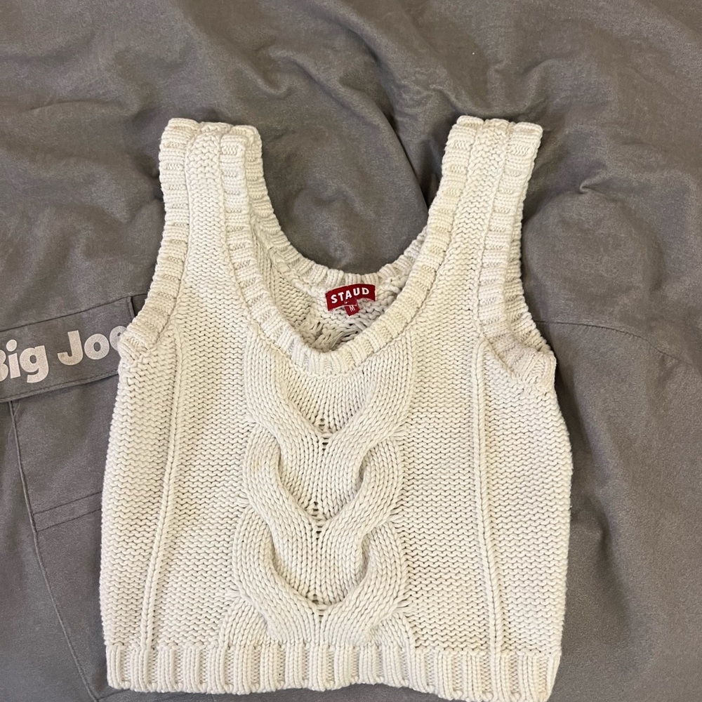 STAUD Kind Sleeveless Crop Cableknit Top